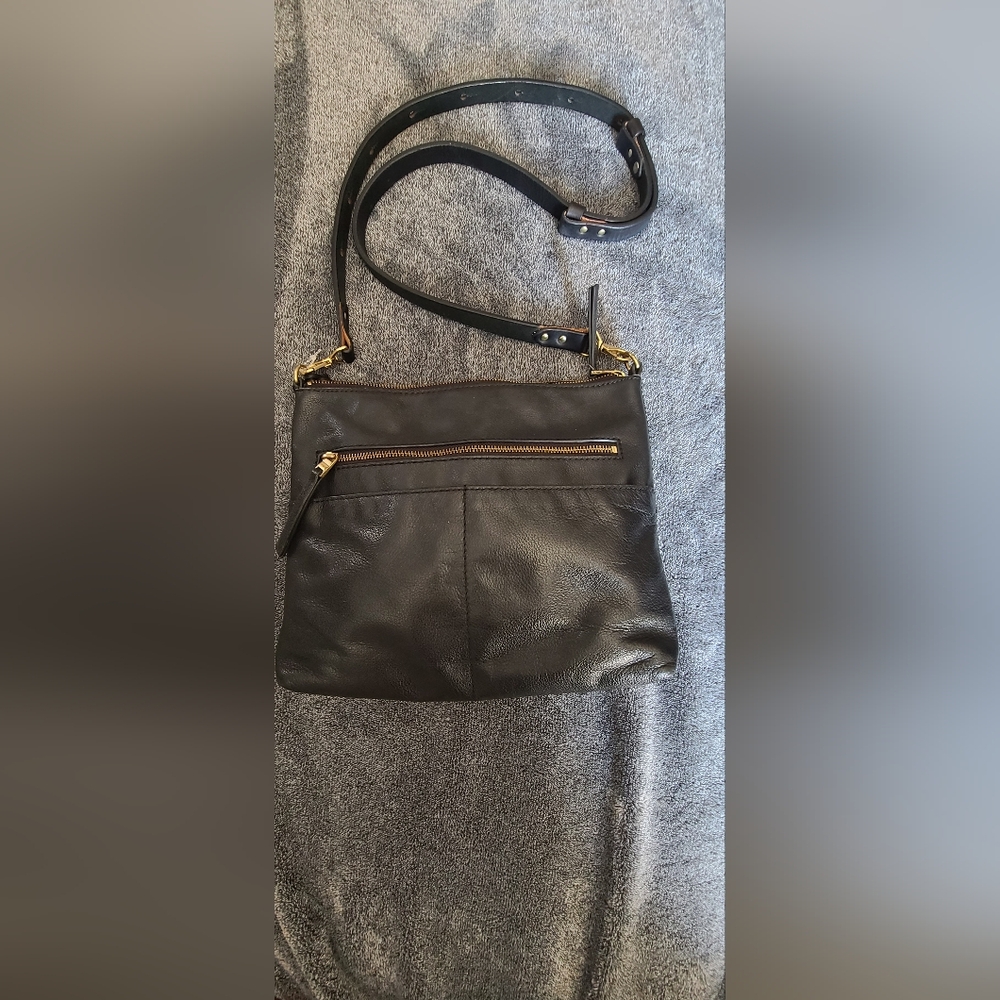 Fossil Large Fiona Black Leather Crossbody Bag